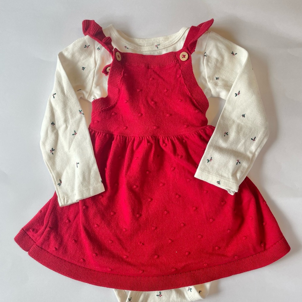 Carter's Holiday Two Piece Pinafore Style Dress
